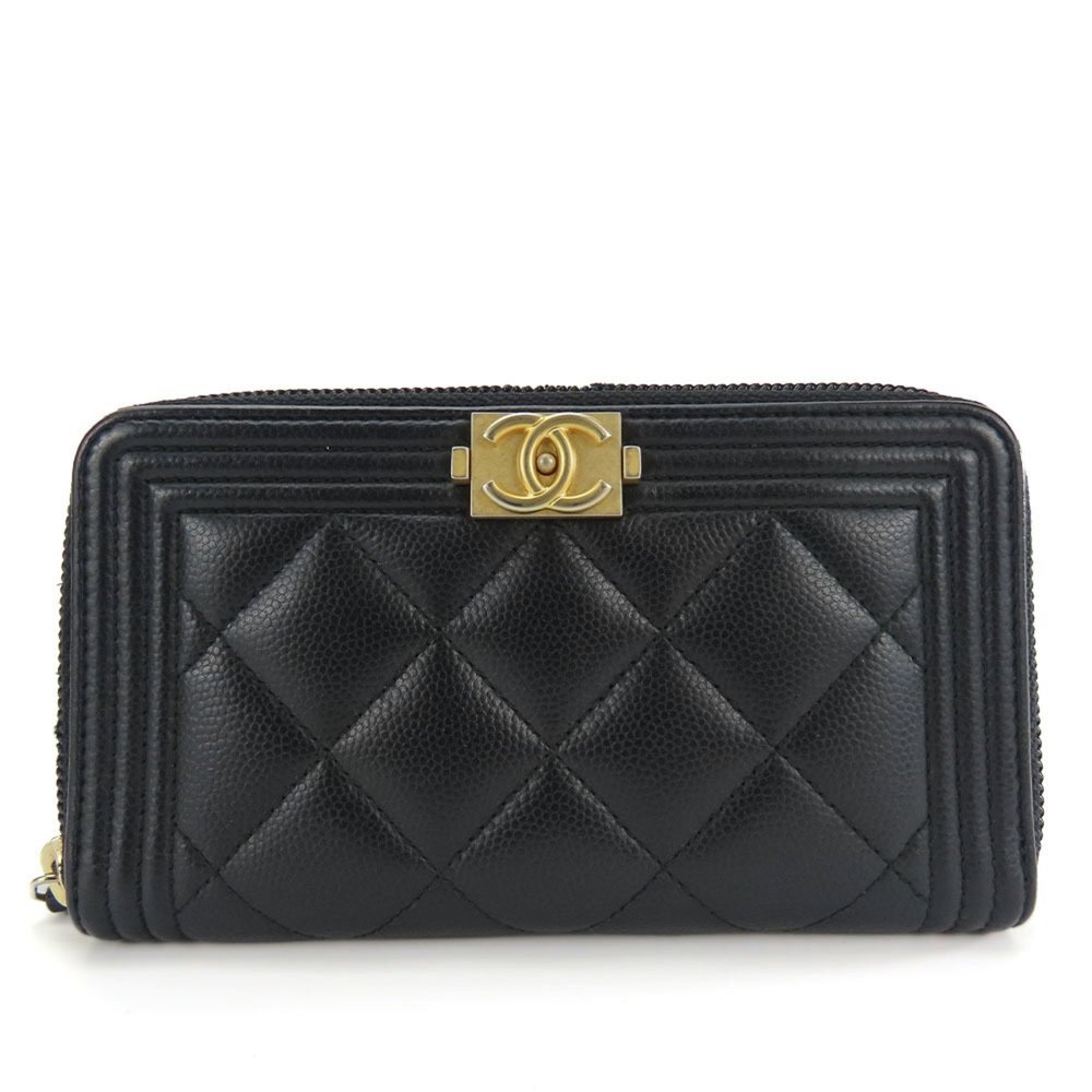 CHANEL Authentic Black Caviar Leather Wallet